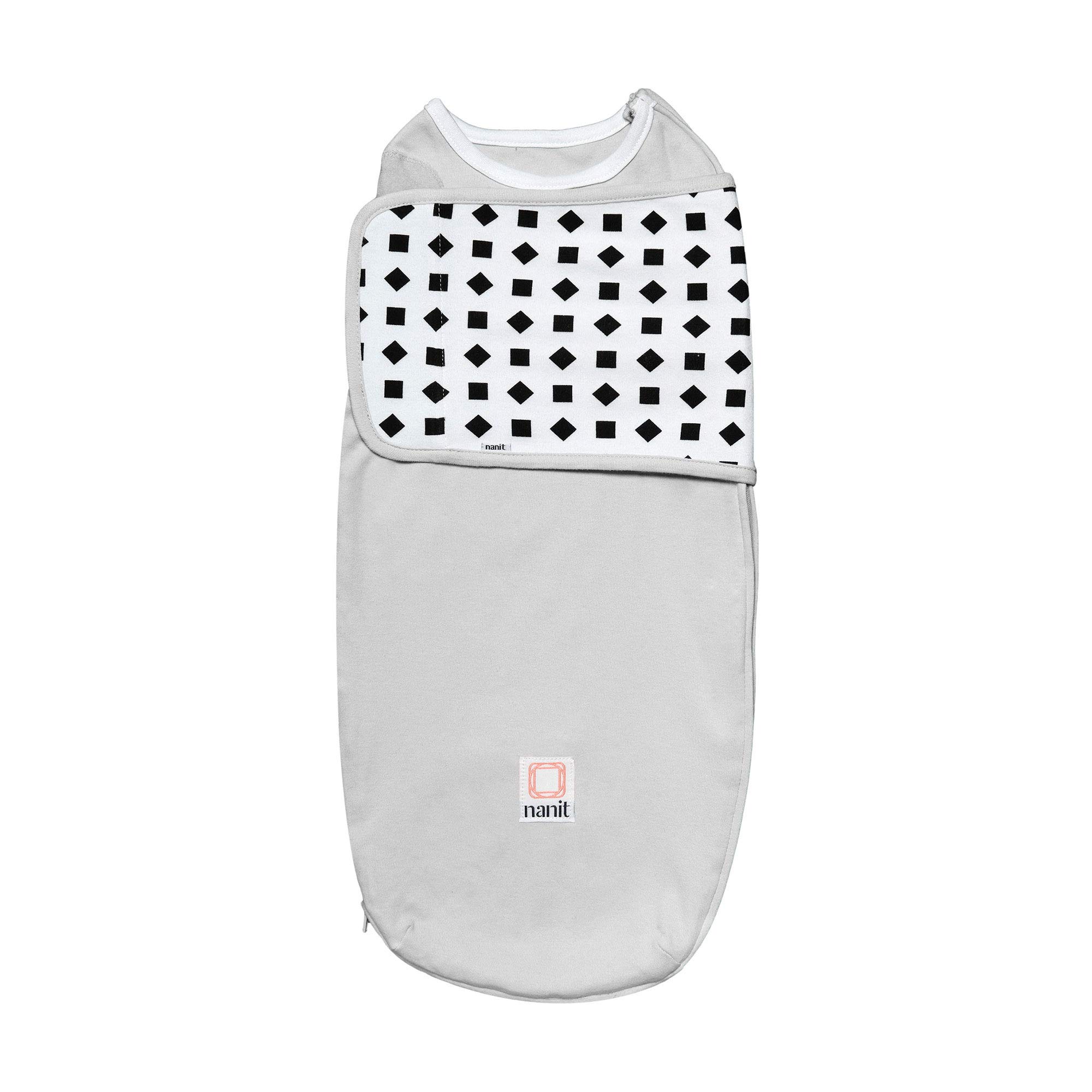 Nanit Breathing Wear Starter Pack – 100% Cotton Swaddle & Breathing Band, Works Pro Baby Monitor to Track Breathing Motion, Like Your Hand On Their Heart from Anywhere, Small, Pebble Grey