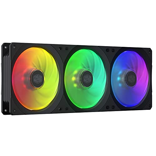 Cooler Master MasterFan SF360R ARGB 360mm All-In-One Square Frame Fan w/ 24 Independently-Controlled ARGB LEDS, Cable Management, PWM Control Fan for Computer Case and CPU Liquid Cooler