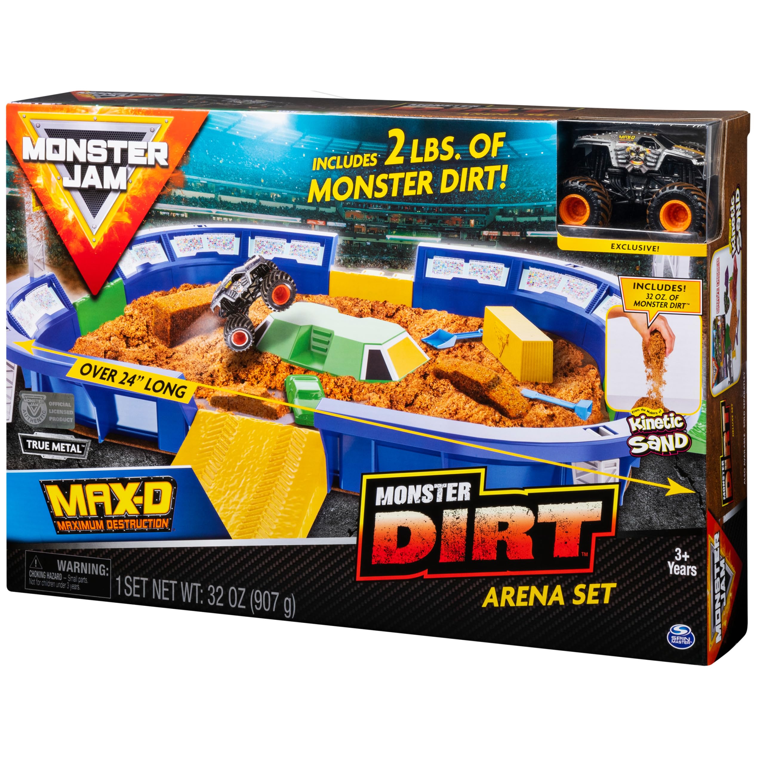 Monster Jam, Monster Dirt Arena 24-inch Playset with 2lbs of Monster Dirt and Exclusive 1:64 Scale Die-Cast Monster Jam Truck