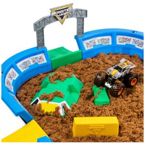 Monster Jam, Monster Dirt Arena 24-inch Playset with 2lbs of Monster Dirt and Exclusive 1:64 Scale Die-Cast Monster Jam Truck