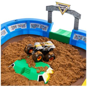 Monster Jam, Monster Dirt Arena 24-inch Playset with 2lbs of Monster Dirt and Exclusive 1:64 Scale Die-Cast Monster Jam Truck