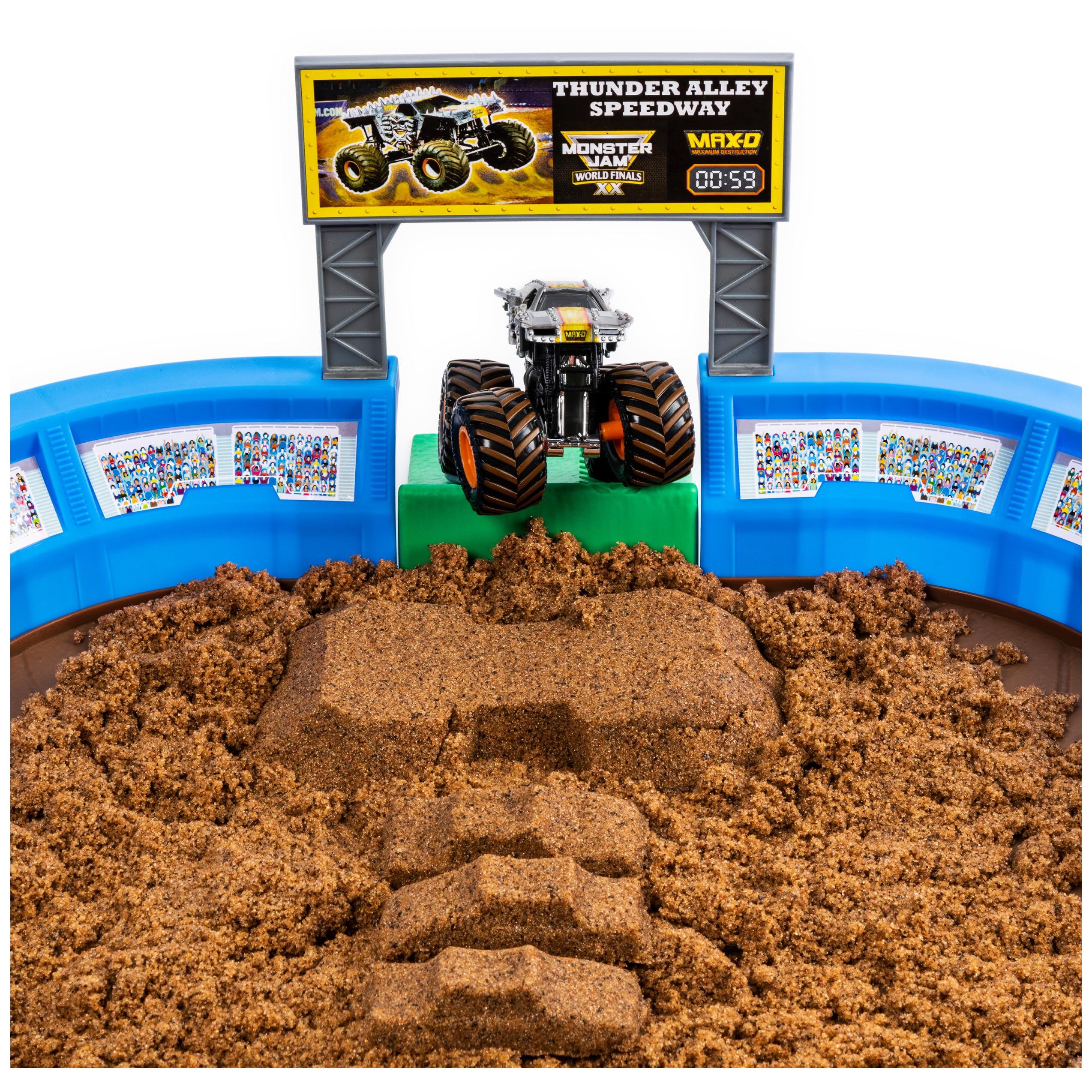 Monster Jam, Monster Dirt Arena 24-inch Playset with 2lbs of Monster Dirt and Exclusive 1:64 Scale Die-Cast Monster Jam Truck