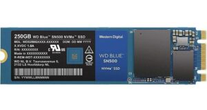 western digital 250gb wd blue sn500 nvme internal ssd - gen3 pcie, m.2 2280, 3d nand, up to 1700 mb/s - wds250g1b0c