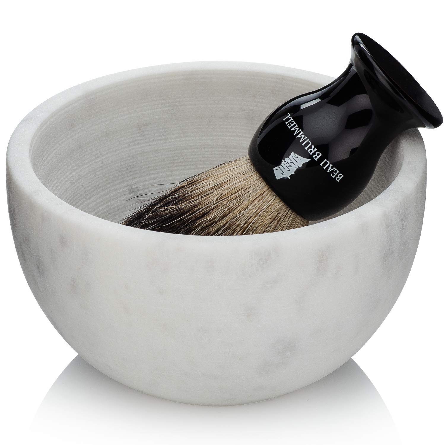 Beau Brummell The Original Marble Shaving Soap Bowl Handmade from 100% Natural Marble with Interior Grooves for Maximum Lather | Heat Retaining Stone Provides a Luxurious Hot Shave Experience