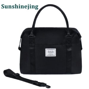 Unisex Large Travel Weekender Bag Overnight Duffle Bag Gym Tote Bag in Trolley Handle (Black)