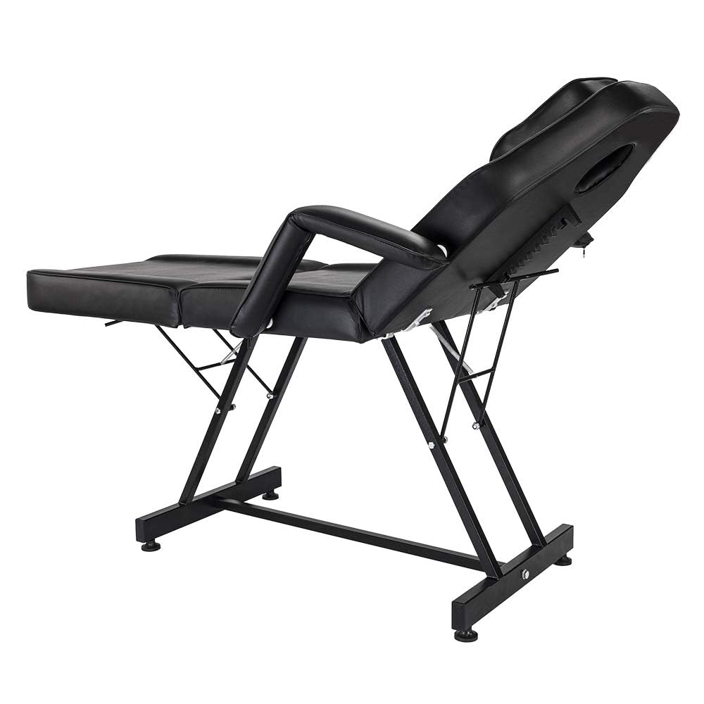 Tattoo Chair with Stool Message Bed Spa Salon Table Facial Chair for Client Esthetician White Max Weight Capacity 330lbs Black