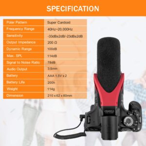 comica CVM-V30PRO Shotgun Microphone Professional Super Cardioid Video Recording Microphone with Wind Muff, Camera Microphone for Canon Nikon Sony DSLR Cameras,Camcorders,iPhone Smartphones
