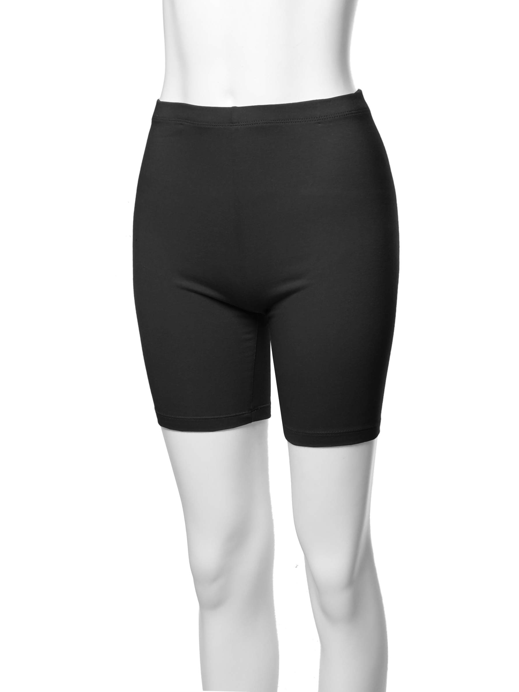 A2Y Basic Solid Cotton Mid Thigh High Rise Biker Bermuda Shorts Black L