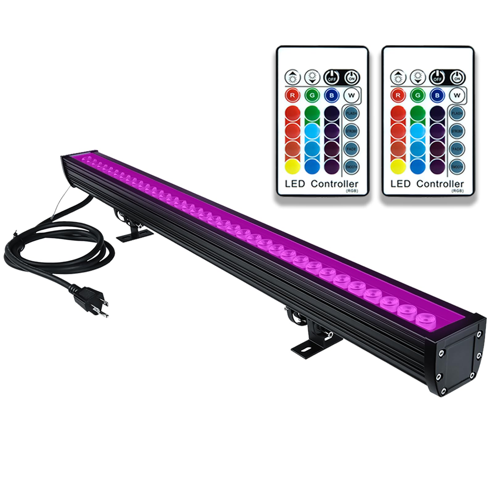 Wall Washer LED Lights,108W RGBW Color Changing LED Strip Lights with RF Remote,120V, 3.2ft/40 "Linear RGB LED Lights Bar for Outdoor/Indoor Lighting Projects Carnival Party Stage Bar Decor
