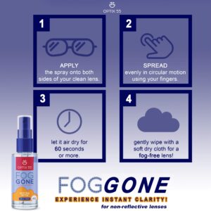 Anti-Fog Spray | Prevents Fogging of Glass or Plastic Windows, Mirrors, Eyewear Lenses, Glasses, Swim Goggles, Ski Masks, Binoculars & Scopes | Streak Free, Long Lasting Solution | 2-fl oz, 60ml