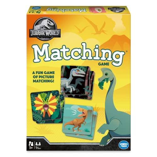 Wonder Forge Jurassic World Matching Game | Exciting Memory Enhancer | Engaging Game for Kids and Adults | Featuring Glow-in-the-dark Dinosaur Outlines | Suitable for Age 3 and Up