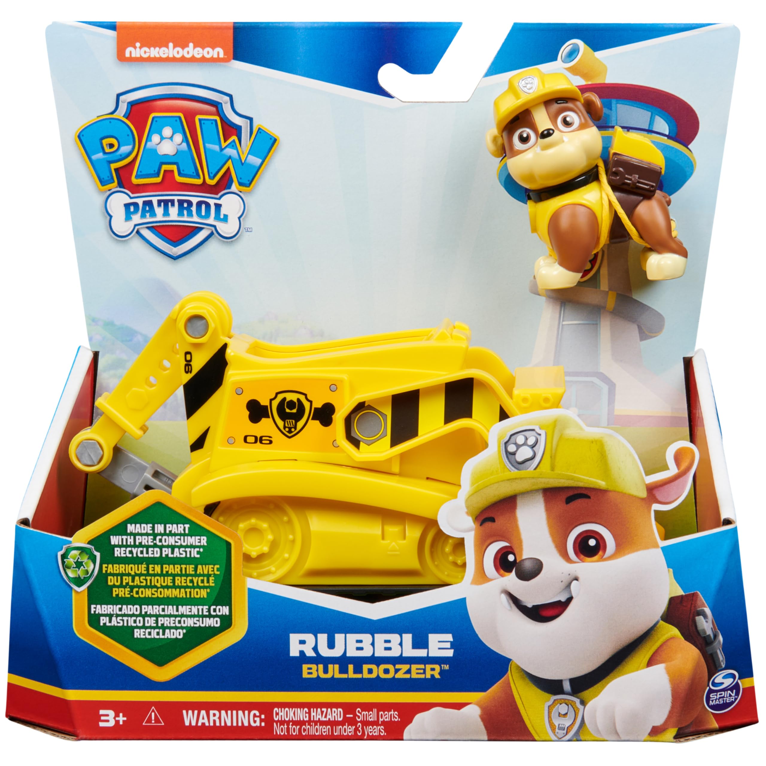 Paw Patrol, Rubble’s Bulldozer, Toy Vehicle with Collectible Action Figure, Sustainably Minded Kids Toys for Boys & Girls Ages 3 and Up