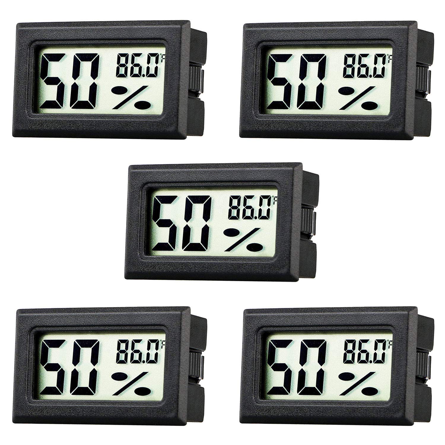 Rojuna Mini Thermometer Hygrometer, Small Digital Electronic Temperature Humidity Meters Gauge Indoor LCD Display Fahrenheit for Humidors, Greenhouse, Garden, Cellar, Fridge, Mason Jar (5)