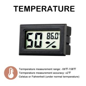 Rojuna Mini Thermometer Hygrometer, Small Digital Electronic Temperature Humidity Meters Gauge Indoor LCD Display Fahrenheit for Humidors, Greenhouse, Garden, Cellar, Fridge, Mason Jar (5)