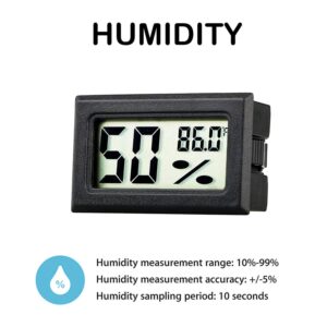 Rojuna Mini Thermometer Hygrometer, Small Digital Electronic Temperature Humidity Meters Gauge Indoor LCD Display Fahrenheit for Humidors, Greenhouse, Garden, Cellar, Fridge, Mason Jar (5)