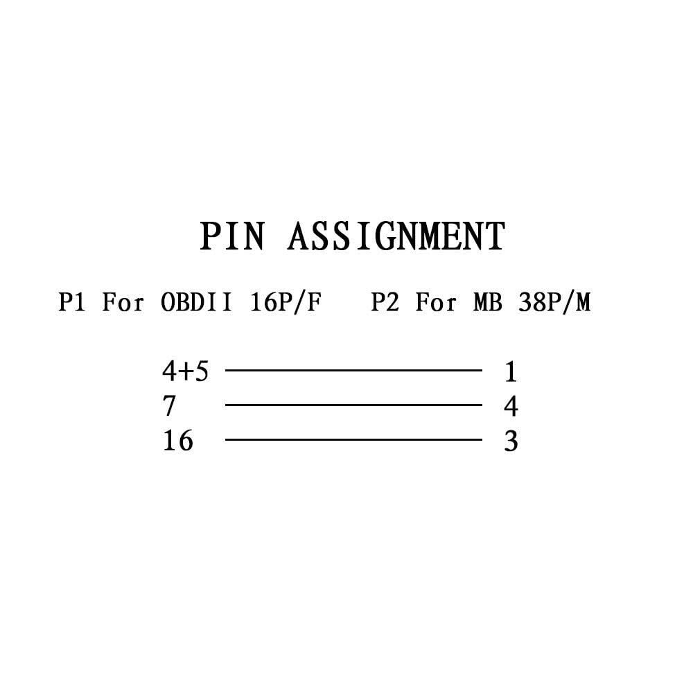 E-Car Connection Universal 38 Pin Male to 16 Pin Female OBD OBD2 Car Diagnostic Adapter Connector Cable Transfer Line for Mercedes Benz