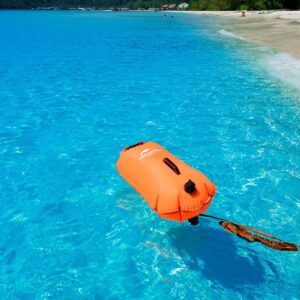 Naturehike 28L High Visible Safety Swim Buoy - Ultralight Bubble Tow Float and Dry Bag for Open Water Swimming Kayaking Snorkeling Diving Trailing with Adjustable Waist Belt (Fluorescent Orange)