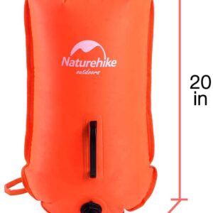 Naturehike 28L High Visible Safety Swim Buoy - Ultralight Bubble Tow Float and Dry Bag for Open Water Swimming Kayaking Snorkeling Diving Trailing with Adjustable Waist Belt (Fluorescent Orange)