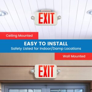 Ciata 4 Pack Emergency Exit Lights with Battery Backup - High Visibility Fire Exit Signs - Universal Emergency Lights for Business or Residential - Rechargeable Exit Sign Battery Included