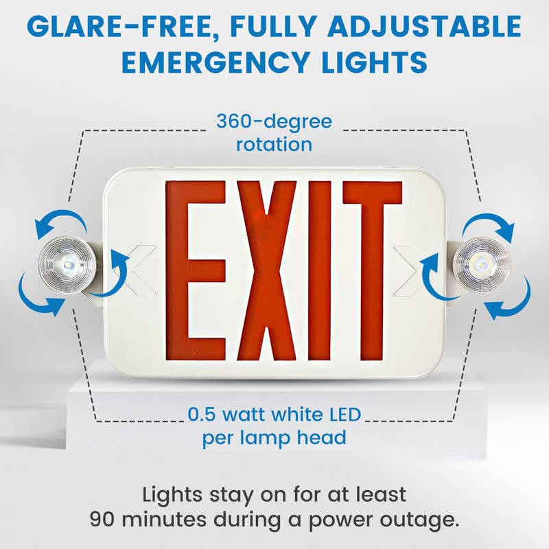 Ciata 4 Pack Emergency Exit Lights with Battery Backup - High Visibility Fire Exit Signs - Universal Emergency Lights for Business or Residential - Rechargeable Exit Sign Battery Included