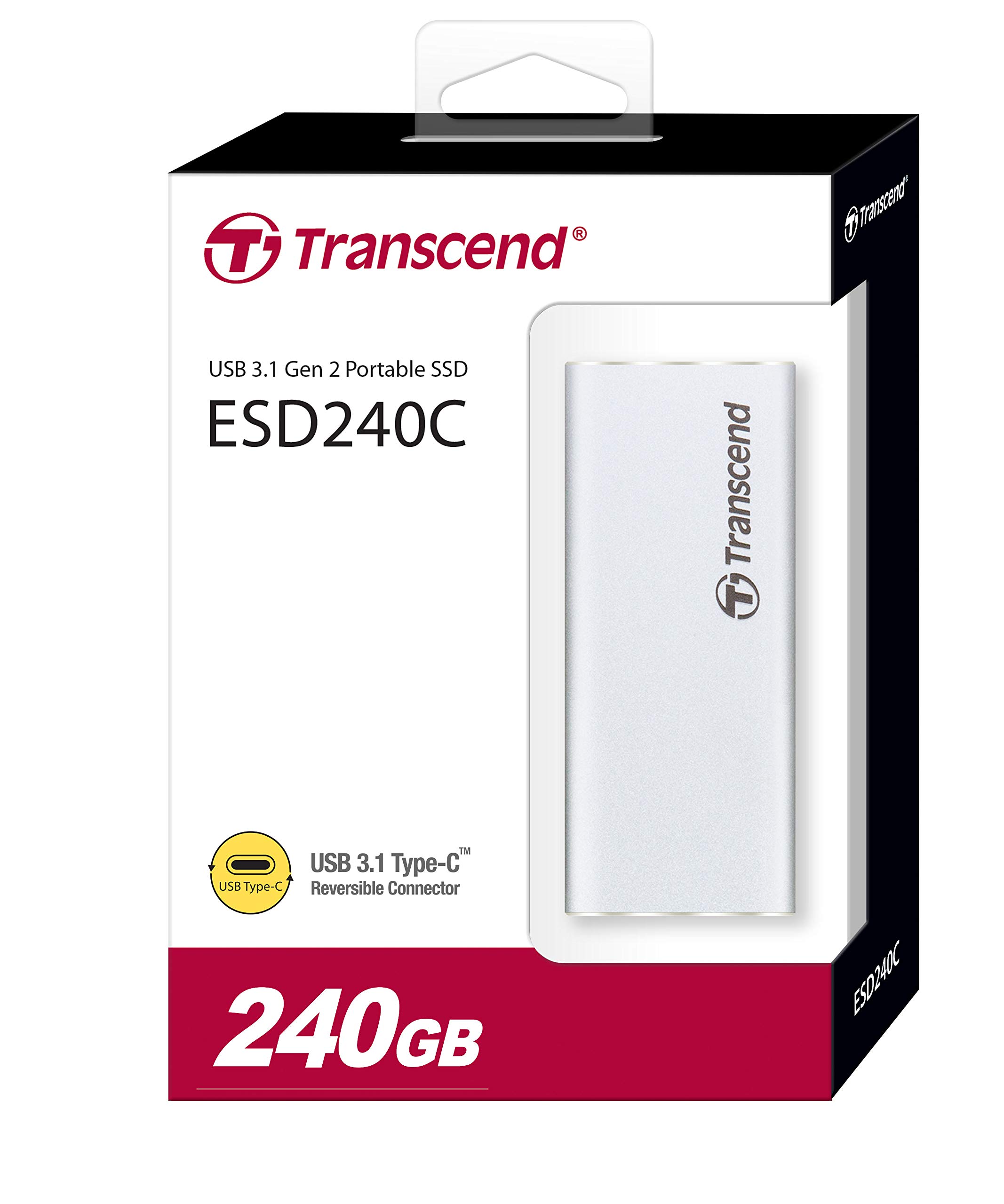 Transcend 240GB USB 3.1 Gen 2 USB Type-C ESD240C Portable SSD Solid State Drive TS240GESD240C