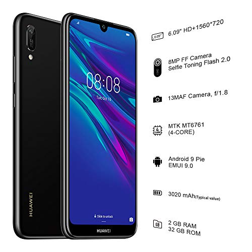 HUAWEI Y6 (2019) Single-SIM 32GB Factory Unlocked 4G/LTE Smartphone (Midnight Black) - International Version