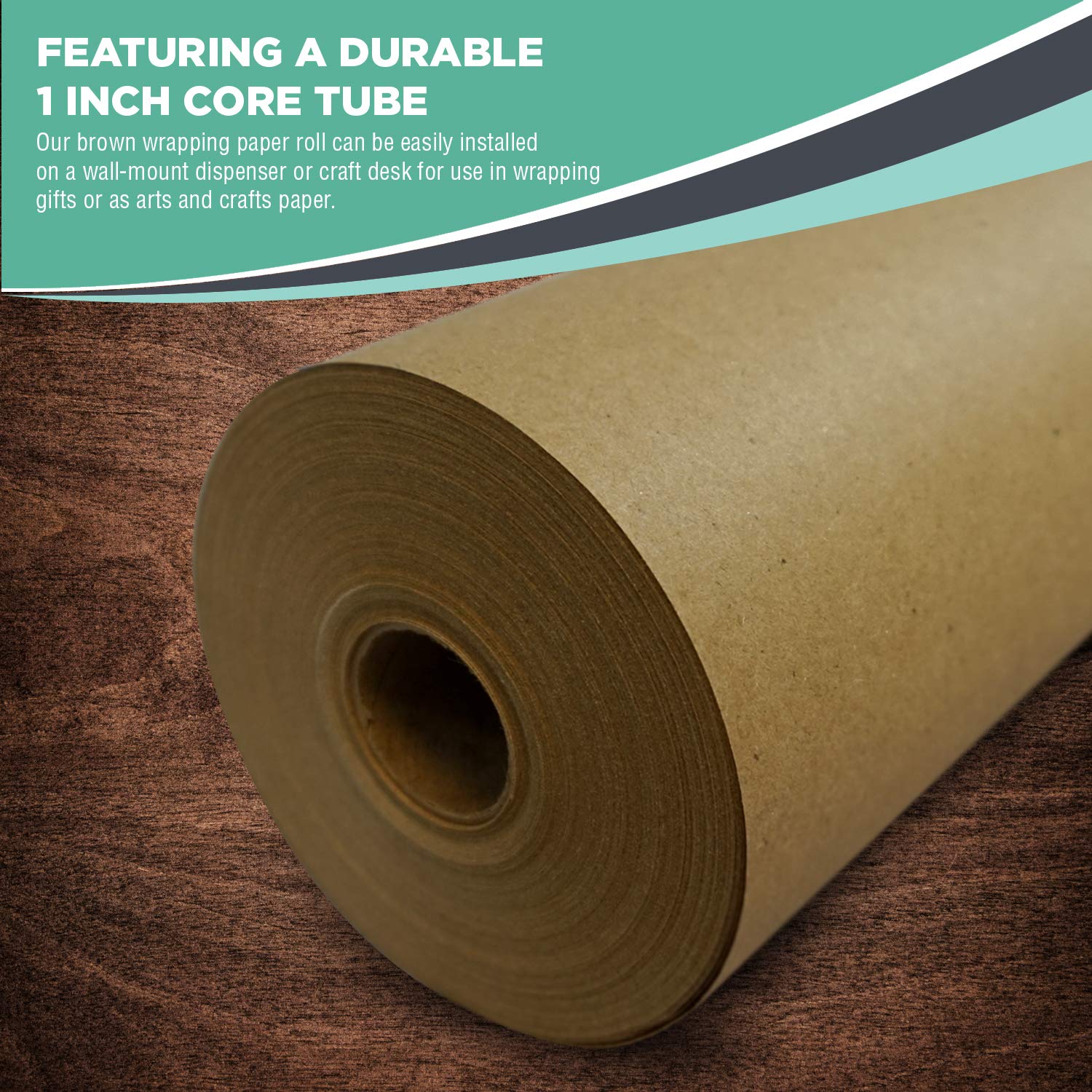 Kraft Brown Paper Roll 30" x 2,400" (200 ft) – 100% Recyclable Craft Construction and Packing Paper for Use in Moving, Bulletin Board Backing and Paper Tablecloths