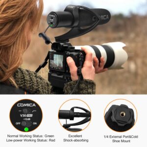 comica CVM-V30PRO Shotgun Microphone Professional Super Cardioid Video Recording Microphone with Wind Muff, Camera Microphone for Canon Nikon Sony DSLR Cameras,Camcorders,iPhone Smartphones