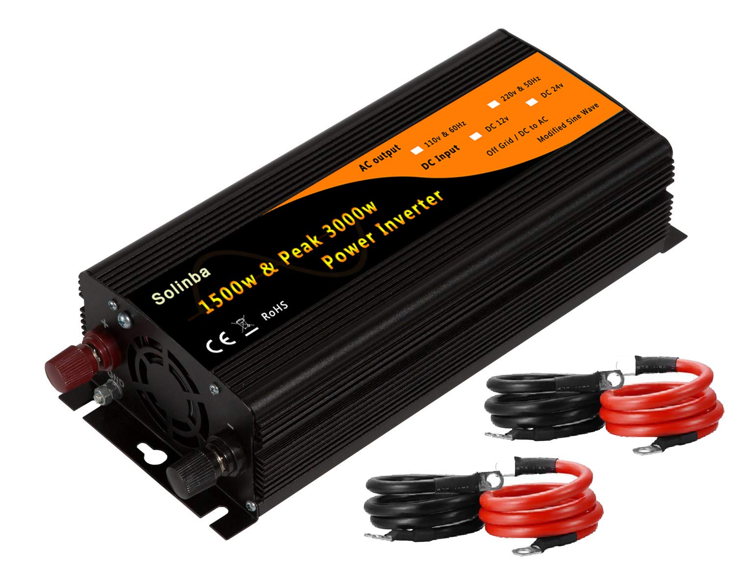 Solinba Car Power Inverter 1500w/Peak 3000w Converter DC12v to AC110v 60Hz with Dual USB 2.1A