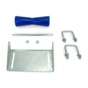 Sturdy Built 12 inch Blue Poly Vinyl Boat Trailer Keel Roller and Bracket Kit for 3x3 Cross Members