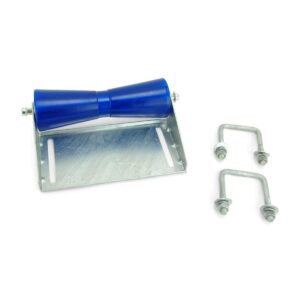 Sturdy Built 12 inch Blue Poly Vinyl Boat Trailer Keel Roller and Bracket Kit for 3x3 Cross Members