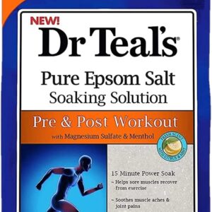 Dr Teal's Pre & Post Workout Bath Soak Gift Set (2 Pack, 3lbs Ea) - 15 Minute Power Soak with Magnesium Sulfate & Menthol - Essential Oils Blended with Pure Epsom Salt Eases Aches & Speeds Up Recovery