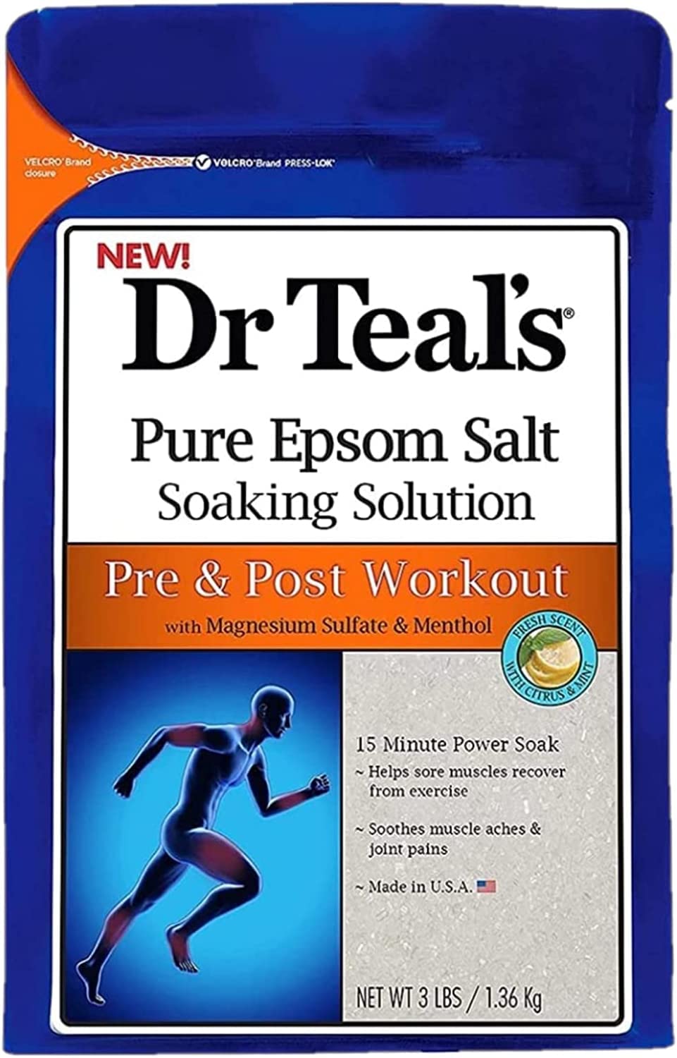 Dr Teal's Pre & Post Workout Bath Soak Gift Set (2 Pack, 3lbs Ea) - 15 Minute Power Soak with Magnesium Sulfate & Menthol - Essential Oils Blended with Pure Epsom Salt Eases Aches & Speeds Up Recovery