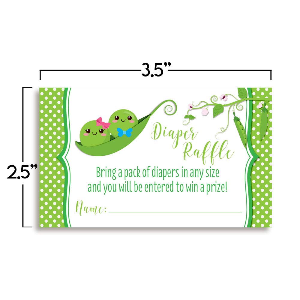 Two Peas In A Pod Twin Boy And Girl Diaper Raffle Tickets for Baby Showers, 20 2" X 3” Double Sided Insert Cards for Games by AmandaCreation, Bring a Pack of Diapers to Win Favors & Prizes!