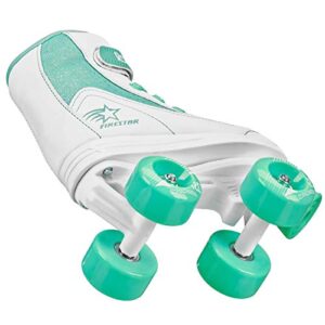 Roller Derby Firestar Youth Girl's Quad Roller Skates, White/Mint, Size 04