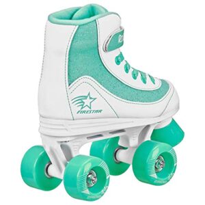 Roller Derby Firestar Youth Girl's Quad Roller Skates, White/Mint, Size 04