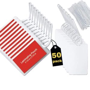 1InTheOffice Clear Laminating Pouch with Loop Attachment, Luggage Tag Style 2 1/2" x 4 1/4"- "50 Pack"