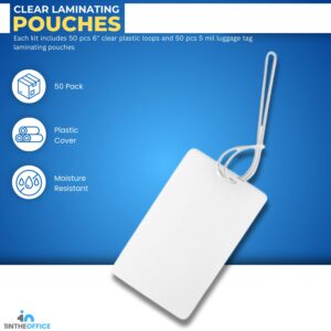 1InTheOffice Clear Laminating Pouch with Loop Attachment, Luggage Tag Style 2 1/2" x 4 1/4"- "50 Pack"