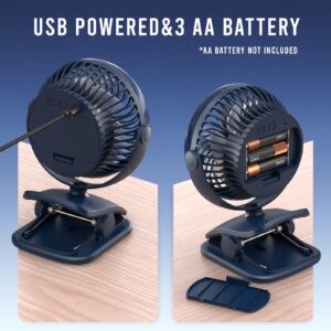 Battery Powered Clip on Fan with Aroma Function,AA Battery Operated Portable Fans for Camp,Small Dorm Fan with Powerful 4 Speeds,Quiet Desk Fan with 360°Rotation,Personal Dorm Fan for Home,Bed,Office