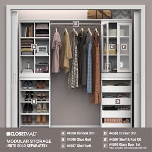 ClosetMaid Modular Storage Angled Shelves, Wood Closet Organizer Adjustable, Stacking, Full Backer, Decorative Trim, White, Shoe Shelf Unit