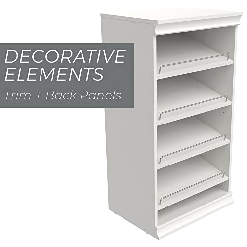 ClosetMaid Modular Storage Angled Shelves, Wood Closet Organizer Adjustable, Stacking, Full Backer, Decorative Trim, White, Shoe Shelf Unit