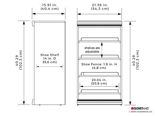 ClosetMaid Modular Storage Angled Shelves, Wood Closet Organizer Adjustable, Stacking, Full Backer, Decorative Trim, White, Shoe Shelf Unit