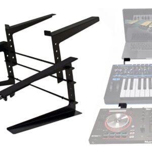 Rockville Rock2d2 Adjustable Dual Shelf DJ Controller Midi Keyboard Laptop Stand