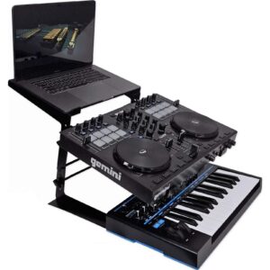 Rockville Rock2d2 Adjustable Dual Shelf DJ Controller Midi Keyboard Laptop Stand