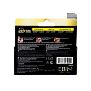 EBIN NEW YORK Grip Bond Eyelash Adhesive (Paddle Type, Black/Dries Dark, 0.18 oz) | Hypoallergenic Latex Free Formaldehyde Free Lasts All Day Ideal for Sensitive Skins