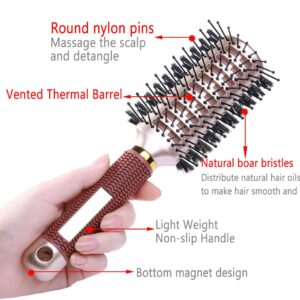 PERFEHAIR Oval Styling Vent Hair Brush for Blow Drying, Double Sided Boar and Nylon Bristle Brush for Medium Short Length Hair