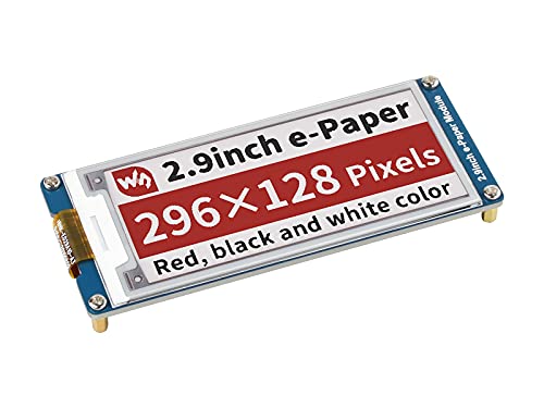 Three Color 2.9inch E-Ink Display Module (B), 296x128 Resolution 3.3V/5V E-Paper Epaper Display Screen Red Black White Tri-Color Compatible with Raspberry Pi/Arduino/STM32,SPI Interface, Full Refresh