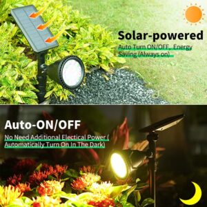 DBF Color Changing Solar Spotlight, 600LM Bright Color Solar Spot Lights Outdoor, 2-in-1 Solar Landscape Lights Waterproof Christmas Decorative Flood Lighting for Garden Yard Tree House, 2 Pack