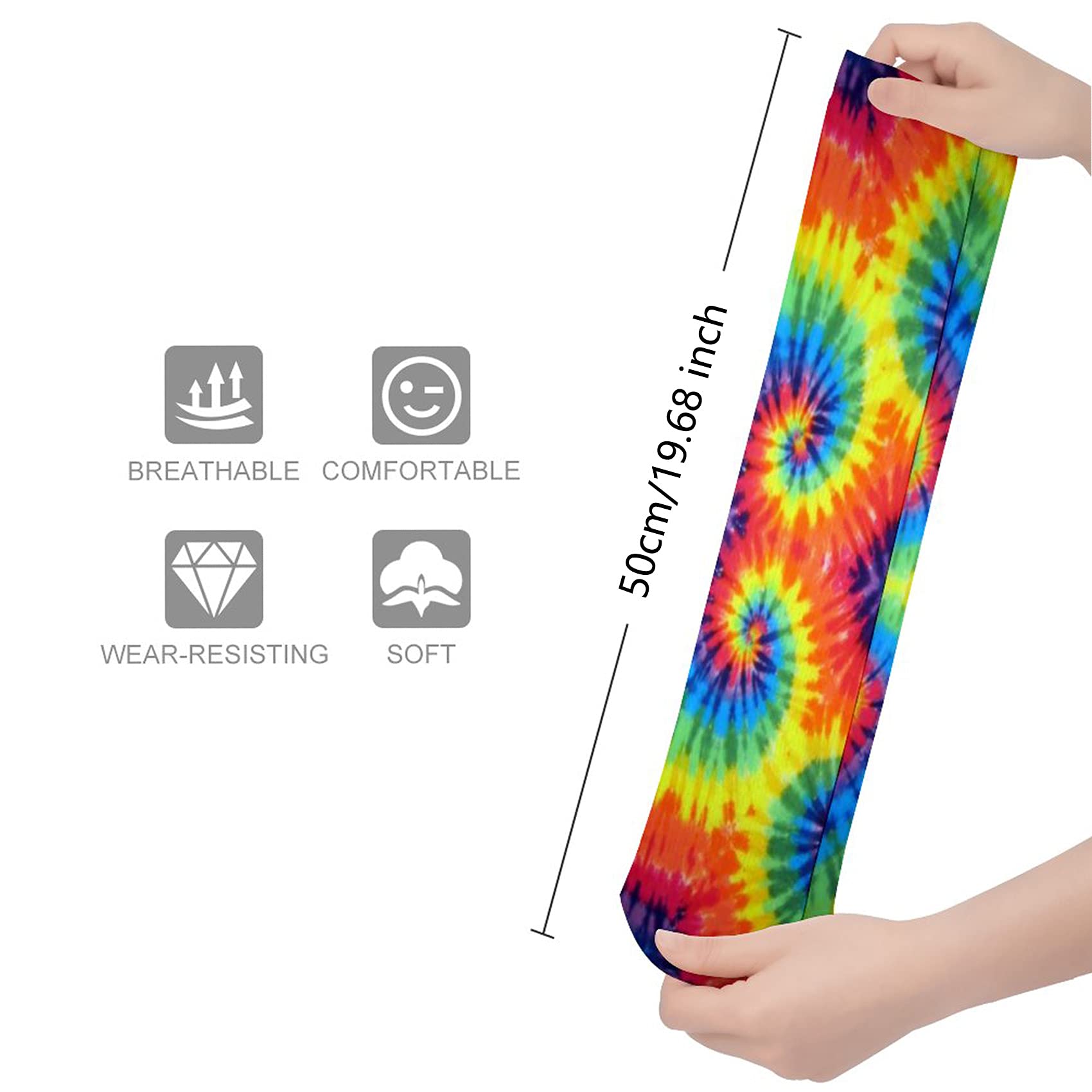 Tie Dye Unisex Casual Pattern Crew Socks Long Socks Boy's Girl's 50cm, One Color, One Size