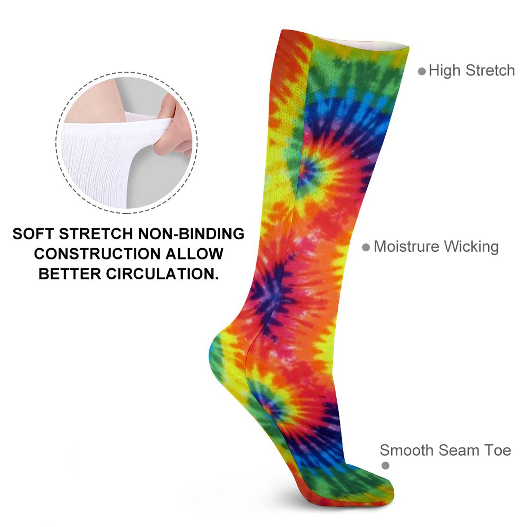 Tie Dye Unisex Casual Pattern Crew Socks Long Socks Boy's Girl's 50cm, One Color, One Size